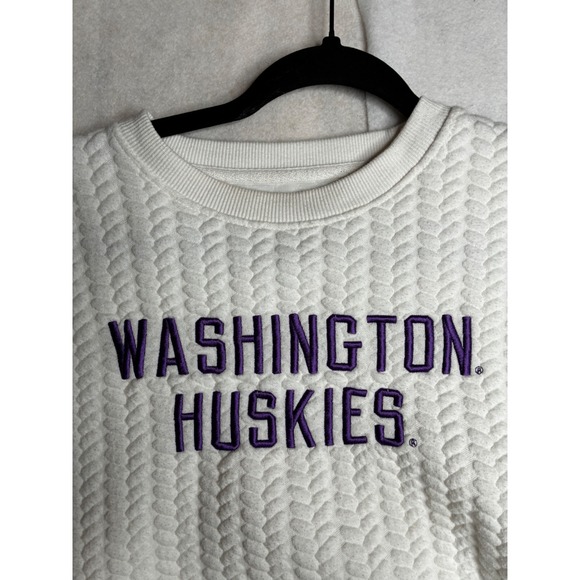 Pressbox Washington Huskies Roxbury Quilted Sweatshirt White Womens S 65H19TF1 - Picture 4 of 14